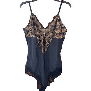 Pinsy Sculpting Lace Shapesuit Shapewear Bodysuit Black 1X